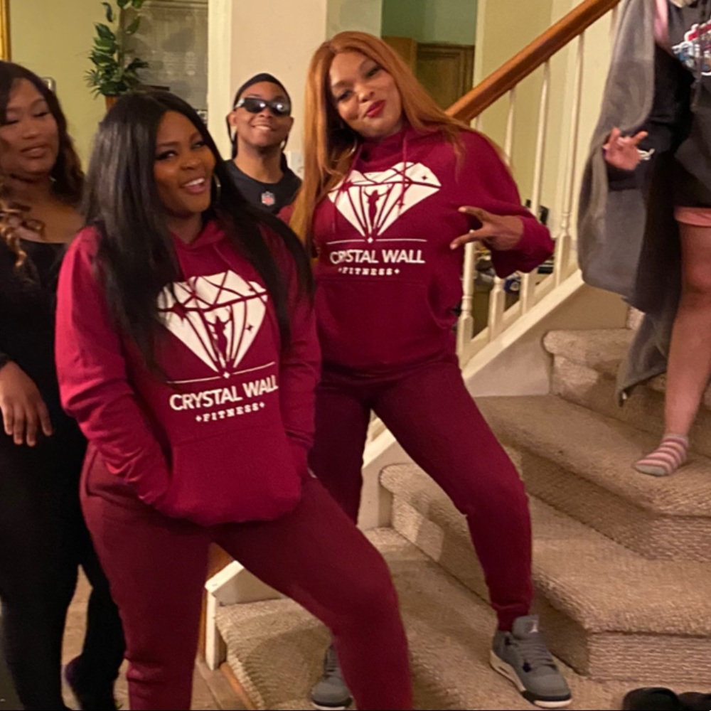 Burgundy Crystal Wall Fitness Hoodie - Picture 2 of 4